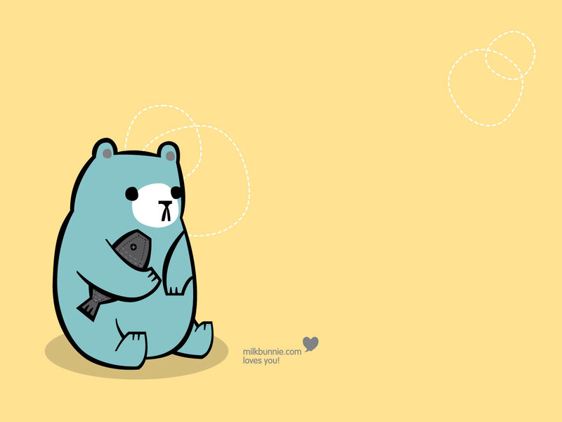 blue bear holding fish