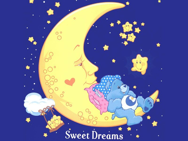 Blue Bear on Crescent Moon