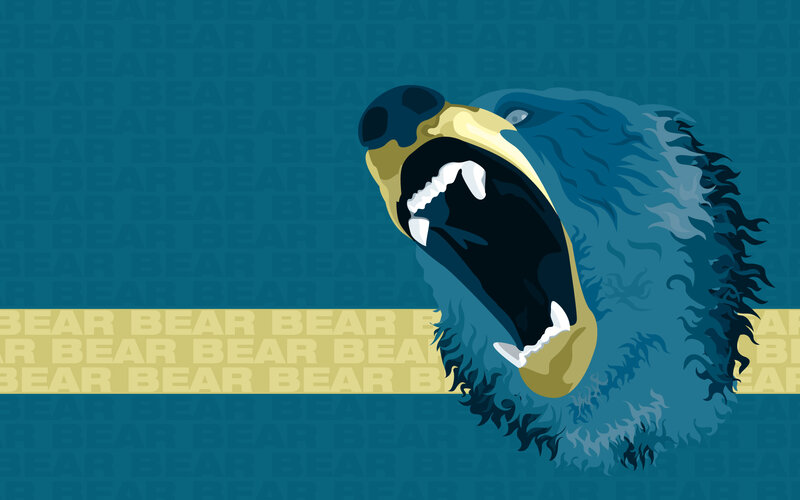 Blue bear roaring illustration