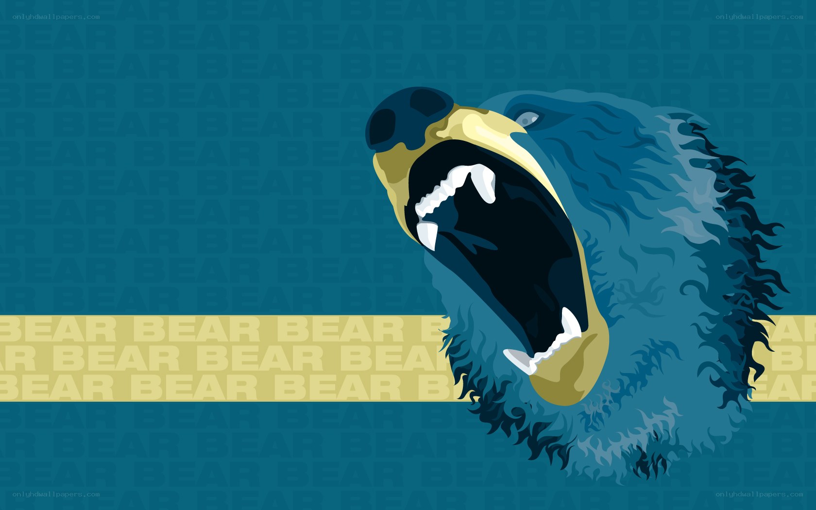 Blue bear roaring illustration