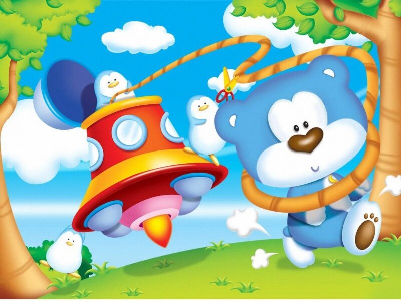 Blue Bear with Rocket