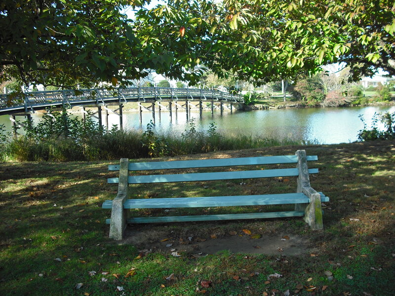 Blue Bench by Lake