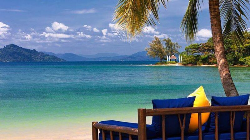 Blue Bench on Beach — Serene