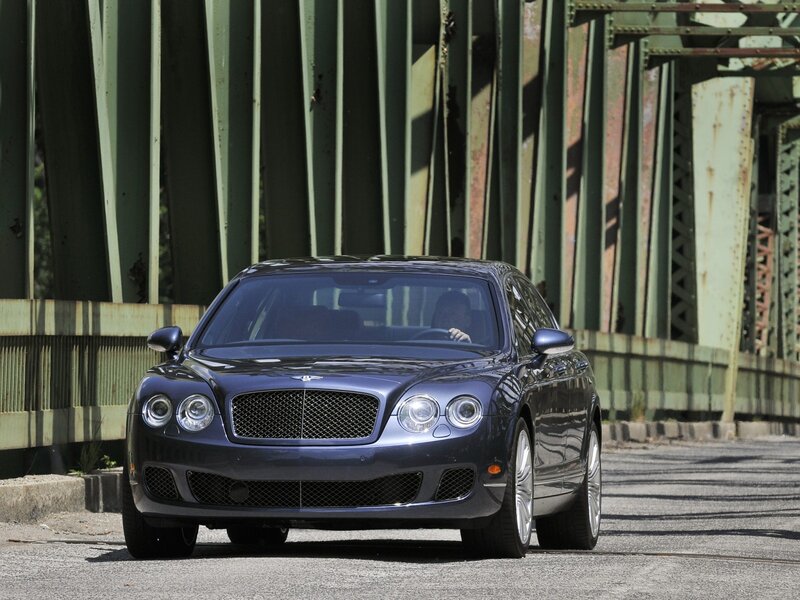 Blue Bentley Flying Spur — Dramatic