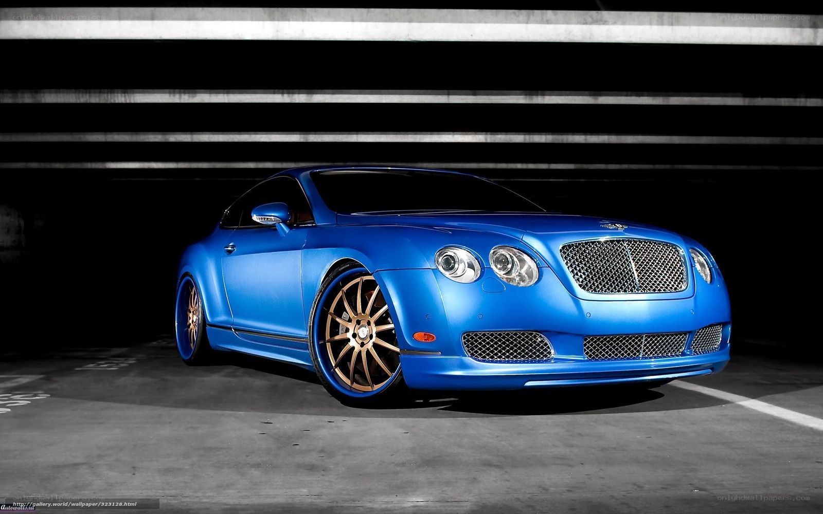 Blue Bentley in Parking Garage