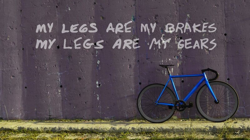 Blue Bicycle Against Wall — Purple