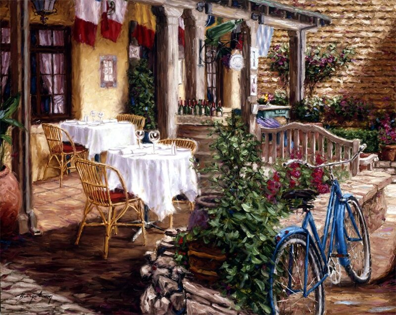 Blue Bicycle at Cafe