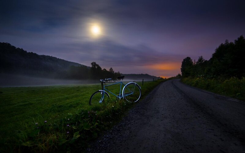 Blue Bicycle on Road