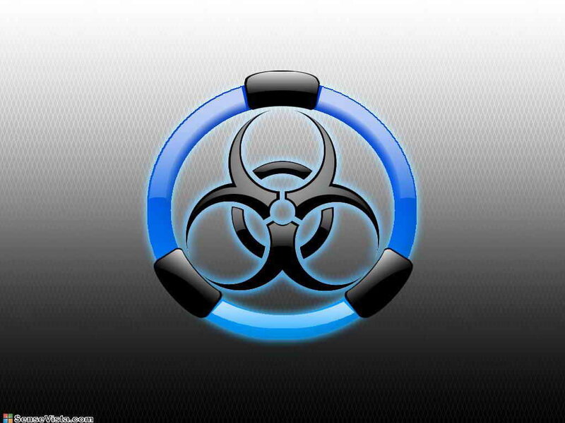 blue biohazard symbol