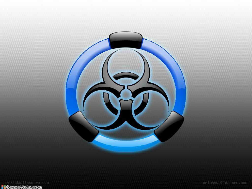 blue biohazard symbol
