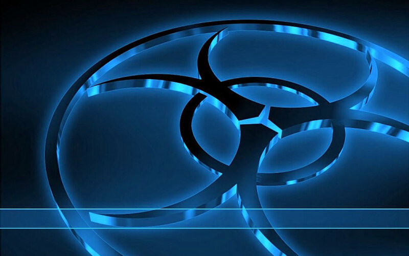 blue biohazard symbol design