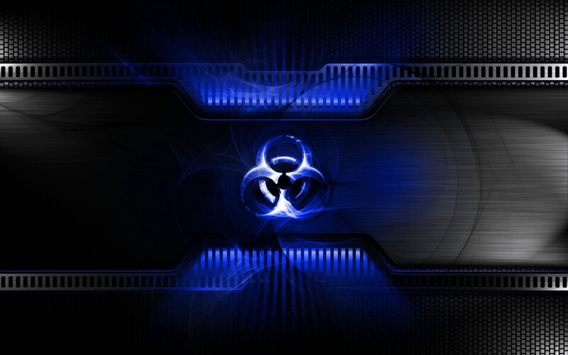 blue biohazard symbol