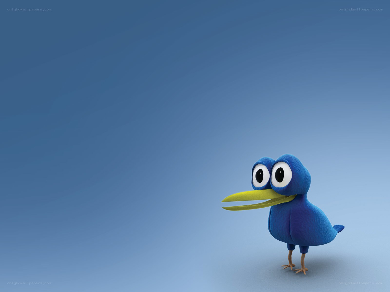 blue bird character on blue background