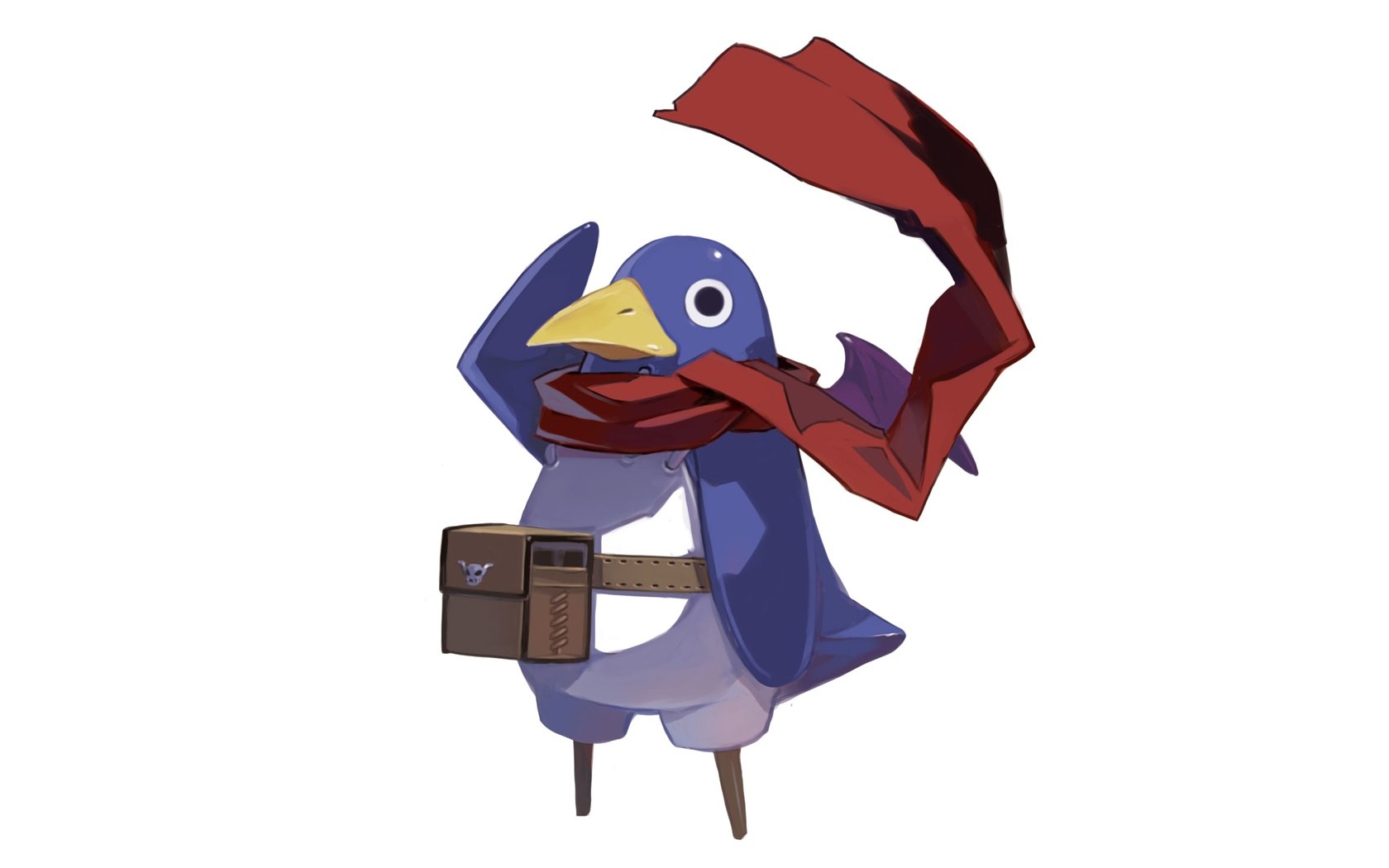 blue bird character with scarf