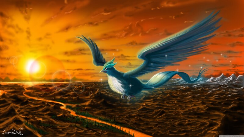 Blue Bird Flying — Orange