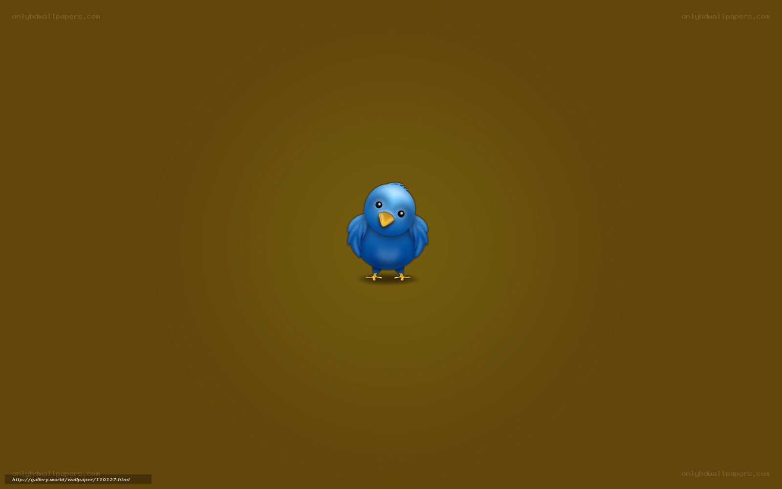 Blue bird icon on brown background
