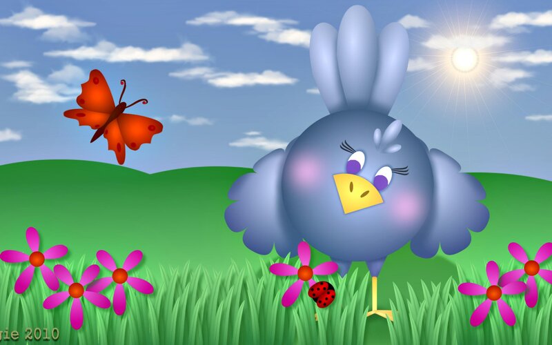 Blue Bird in Field — Green