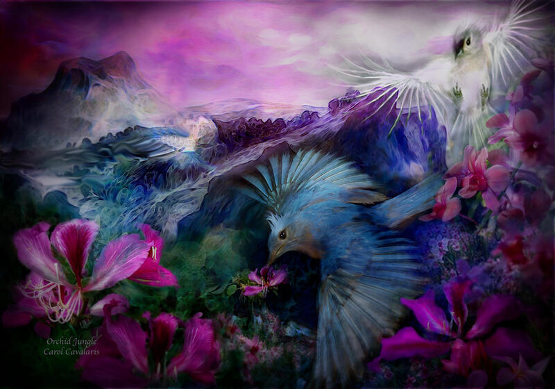 Blue Bird in Flowers