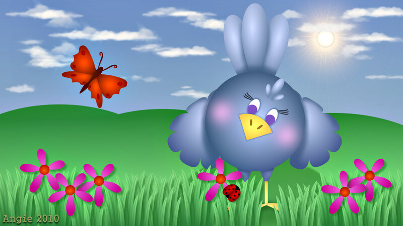 Blue Bird in Grass
