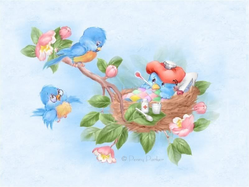 Blue Bird in Nest