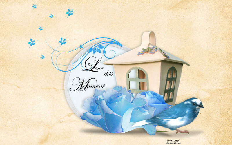 Blue Bird with Flowers — Serene