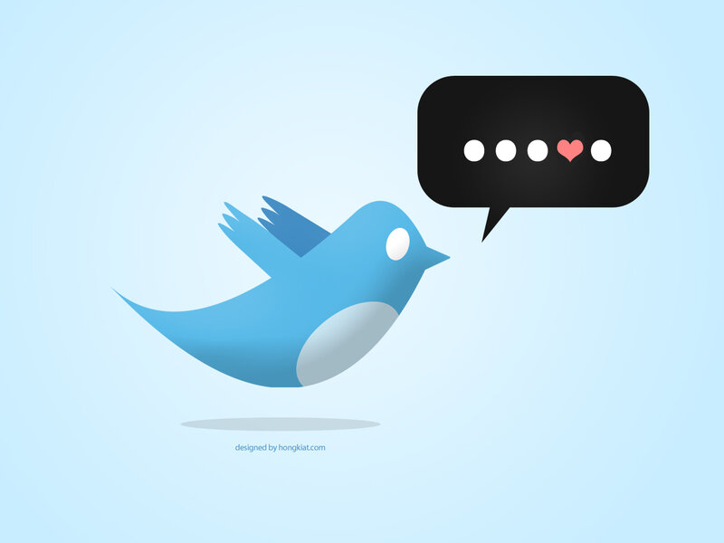 blue bird with speech bubble