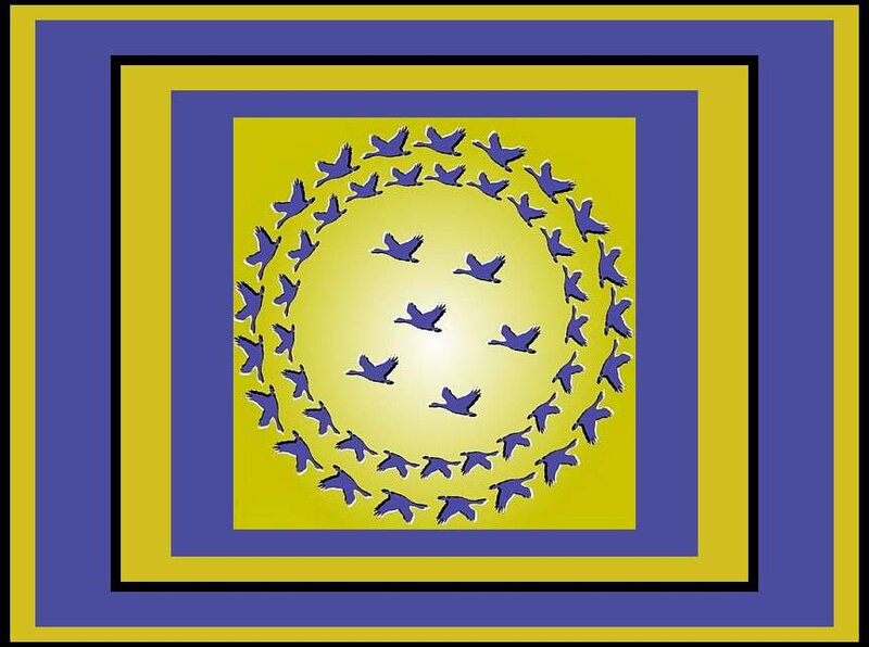 Blue Birds in Circle