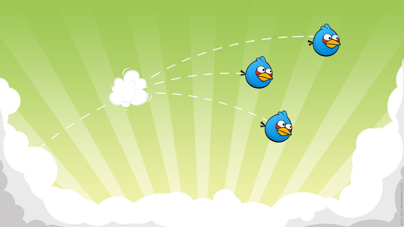 Blue Birds in Flight — Green
