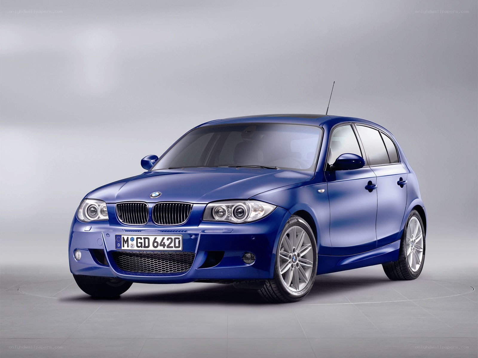 Blue BMW 1 Series hatchback