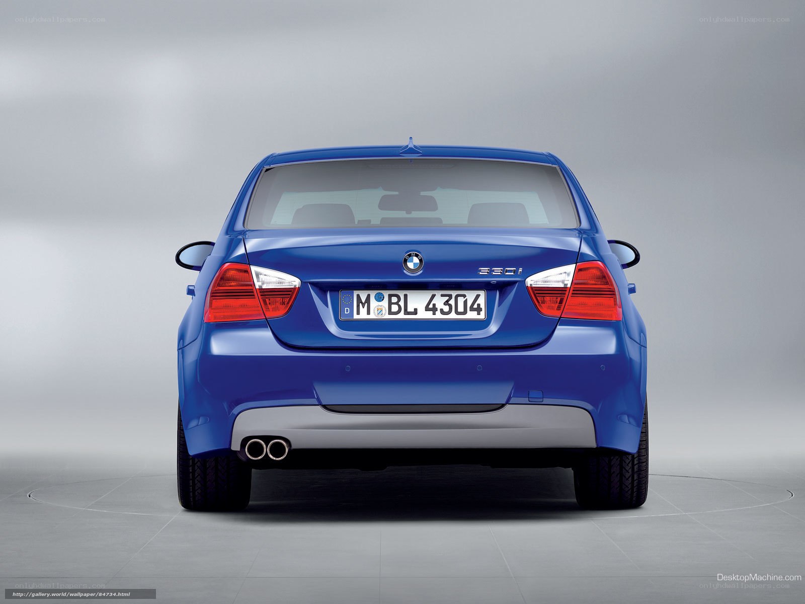 blue bmw 330i rear view