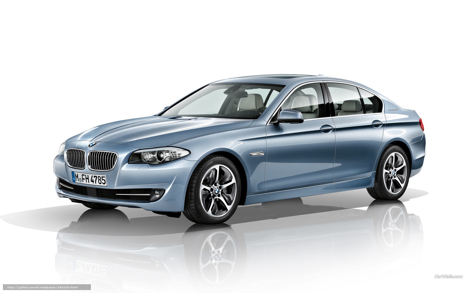 Blue BMW 5 Series sedan