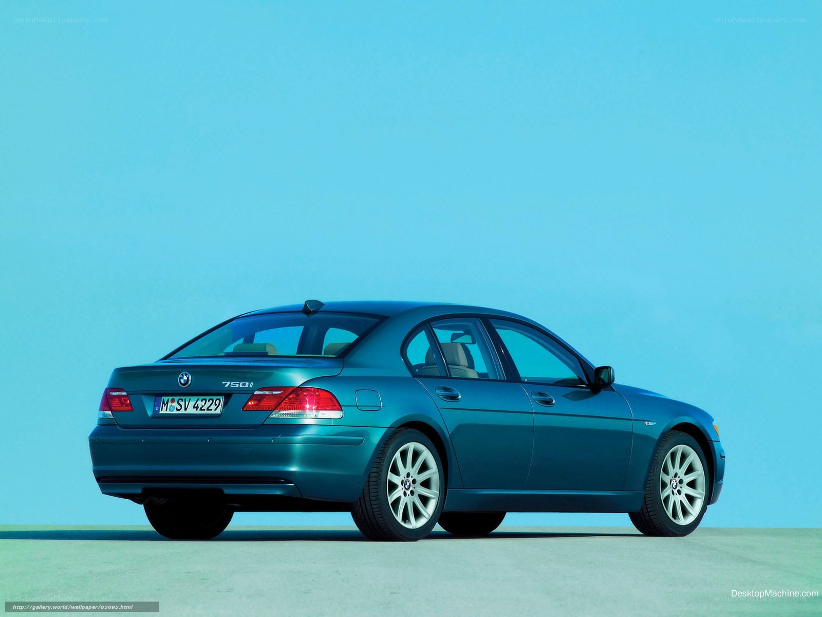 Blue BMW 750i sedan