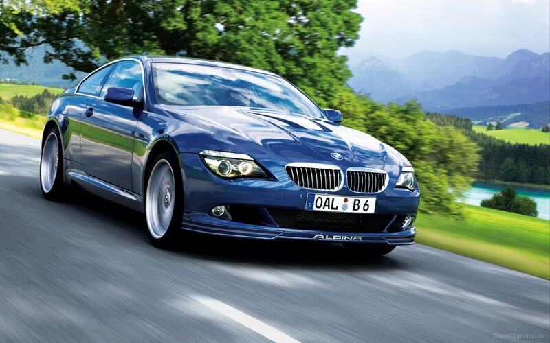 Blue BMW Alpina B6 in motion
