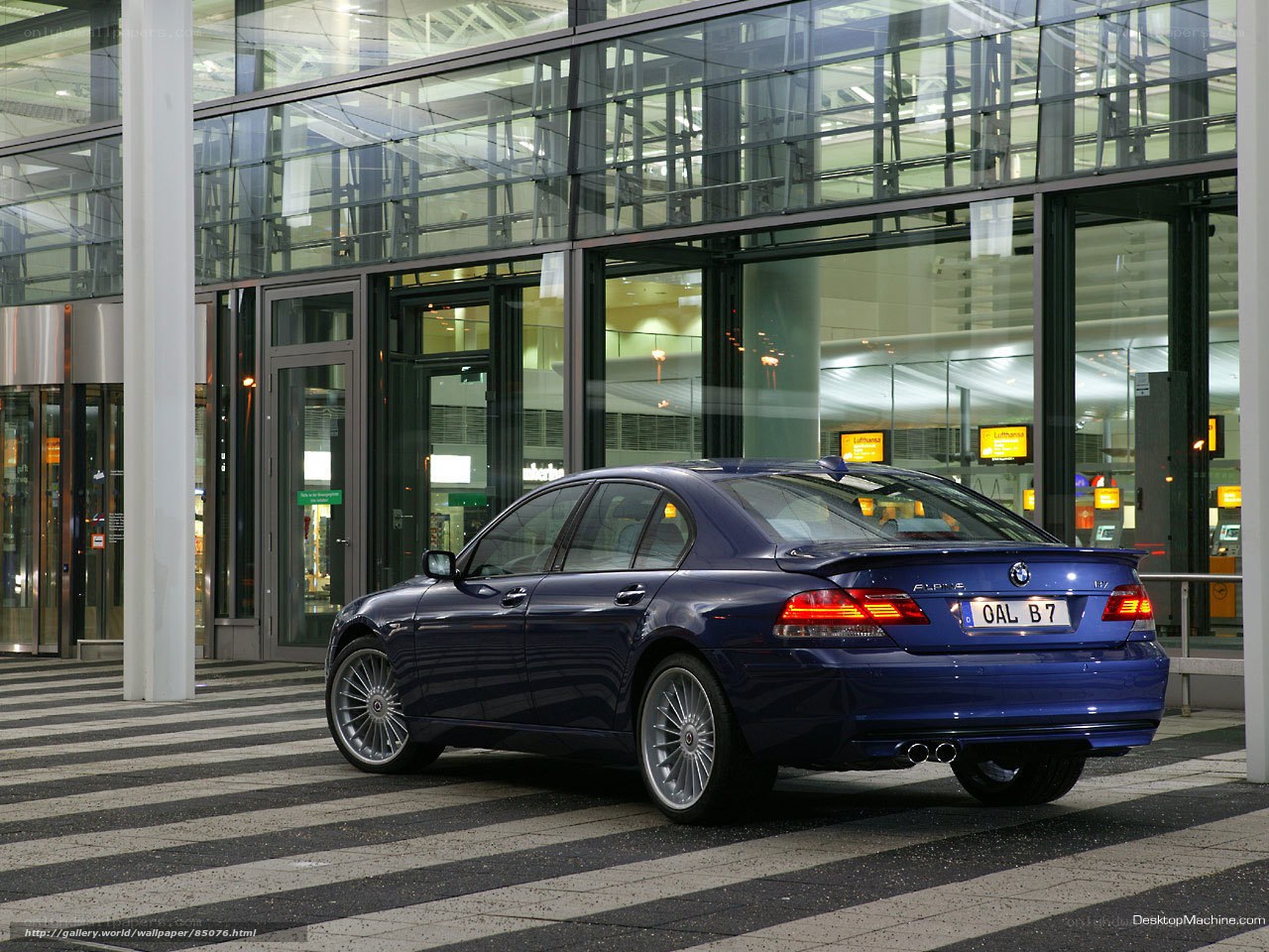 Blue BMW Alpina B7 parked outside