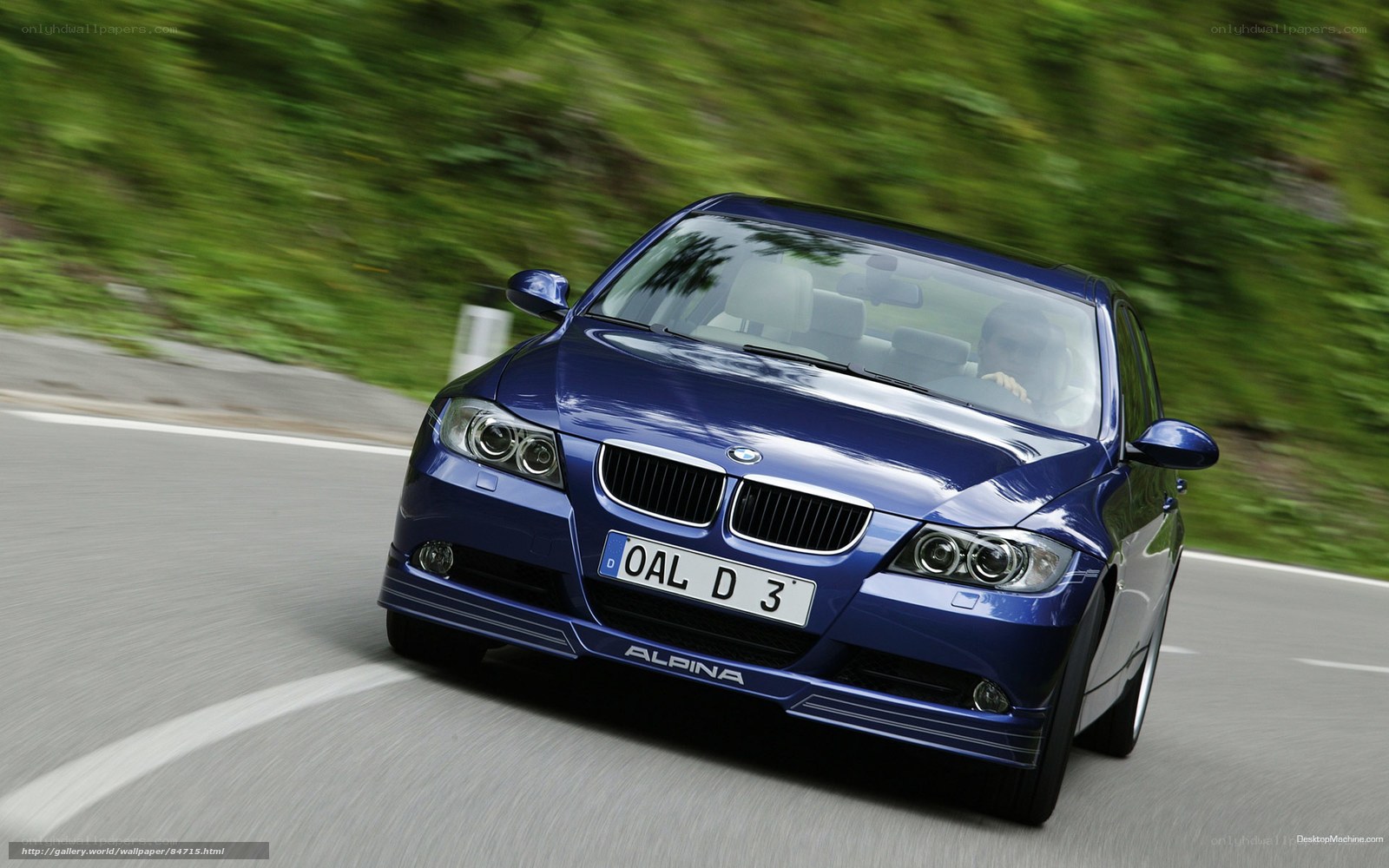 blue bmw alpina driving on road