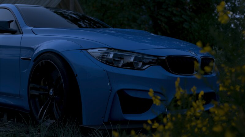 Blue Bmw Car — Dark, Night