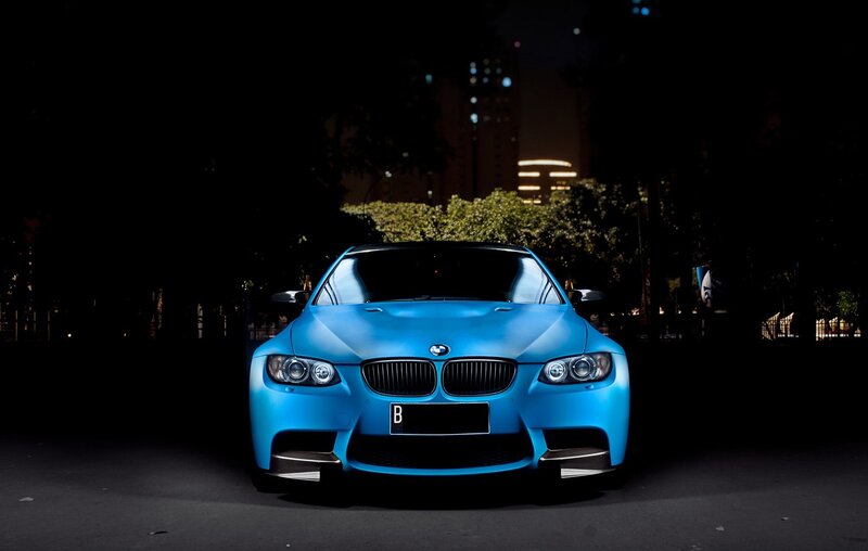 Blue Bmw Car — Dramatic, Night, Photograph, City Lights