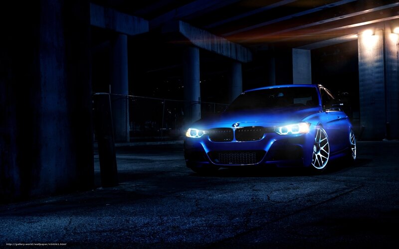 Blue BMW Car — Dramatic, Night, Photograph, Headlights