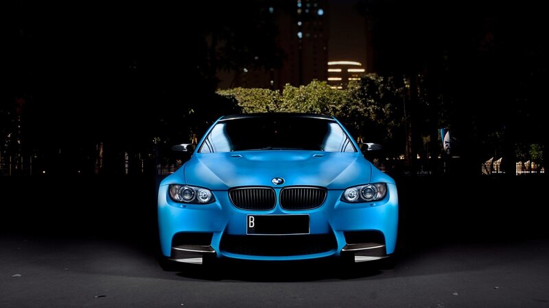 Blue BMW Car — Dramatic, Night, Photograph