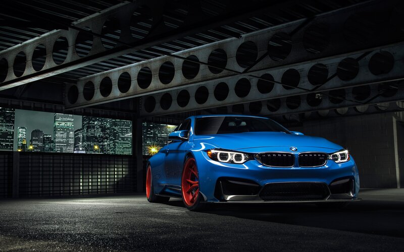 Blue Bmw Car — Dramatic, Night
