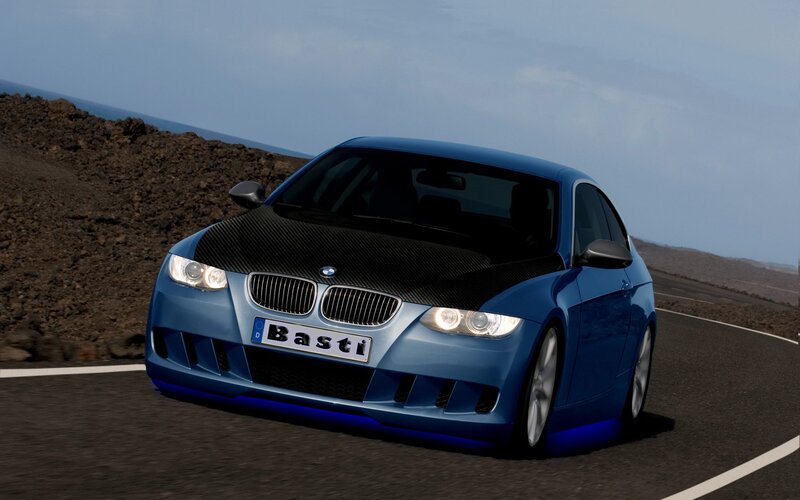 Blue BMW Car — Dynamic, Afternoon, 3d Render