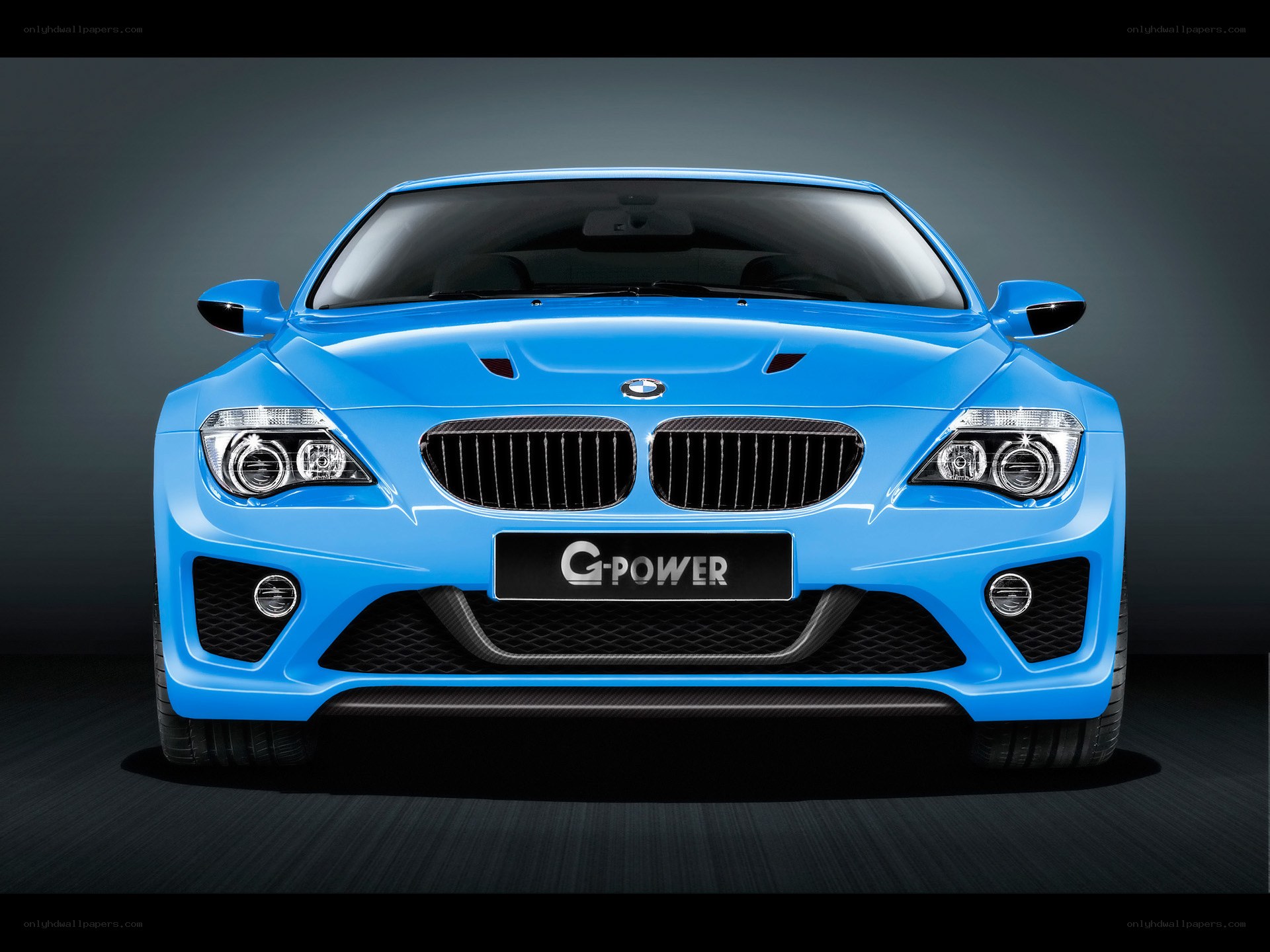 blue bmw car front view