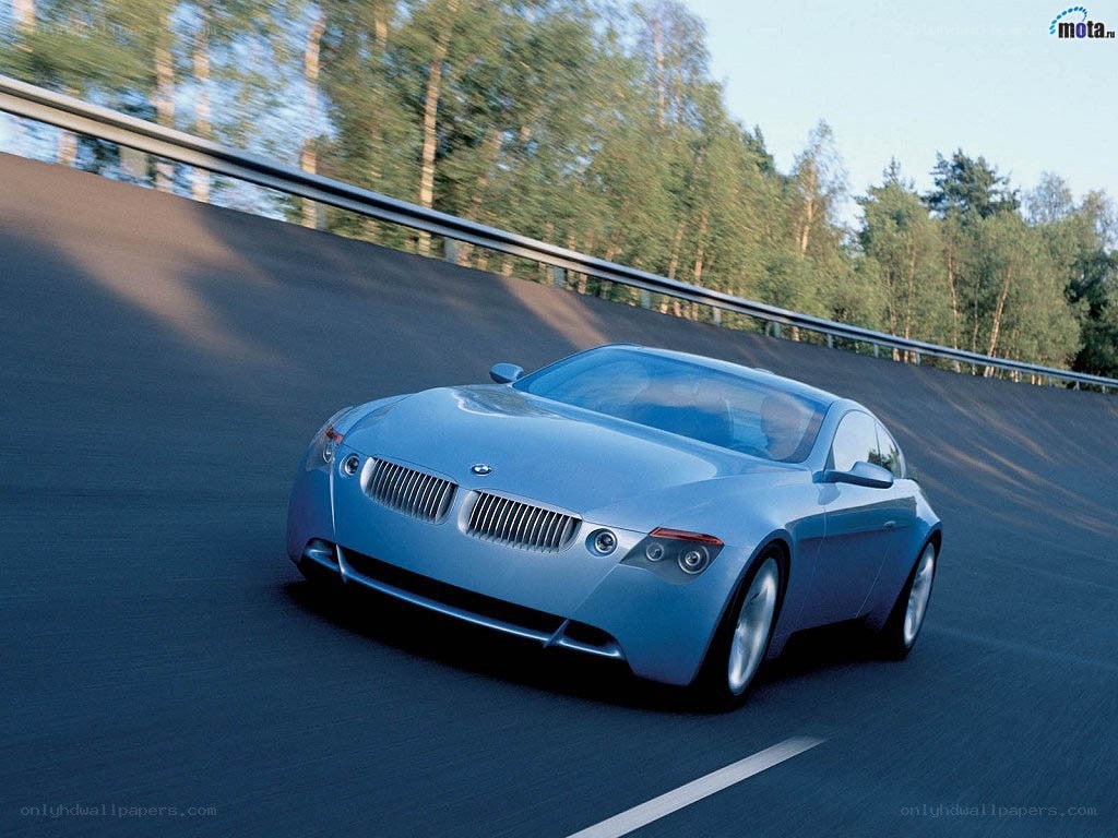 Blue BMW concept car on road
