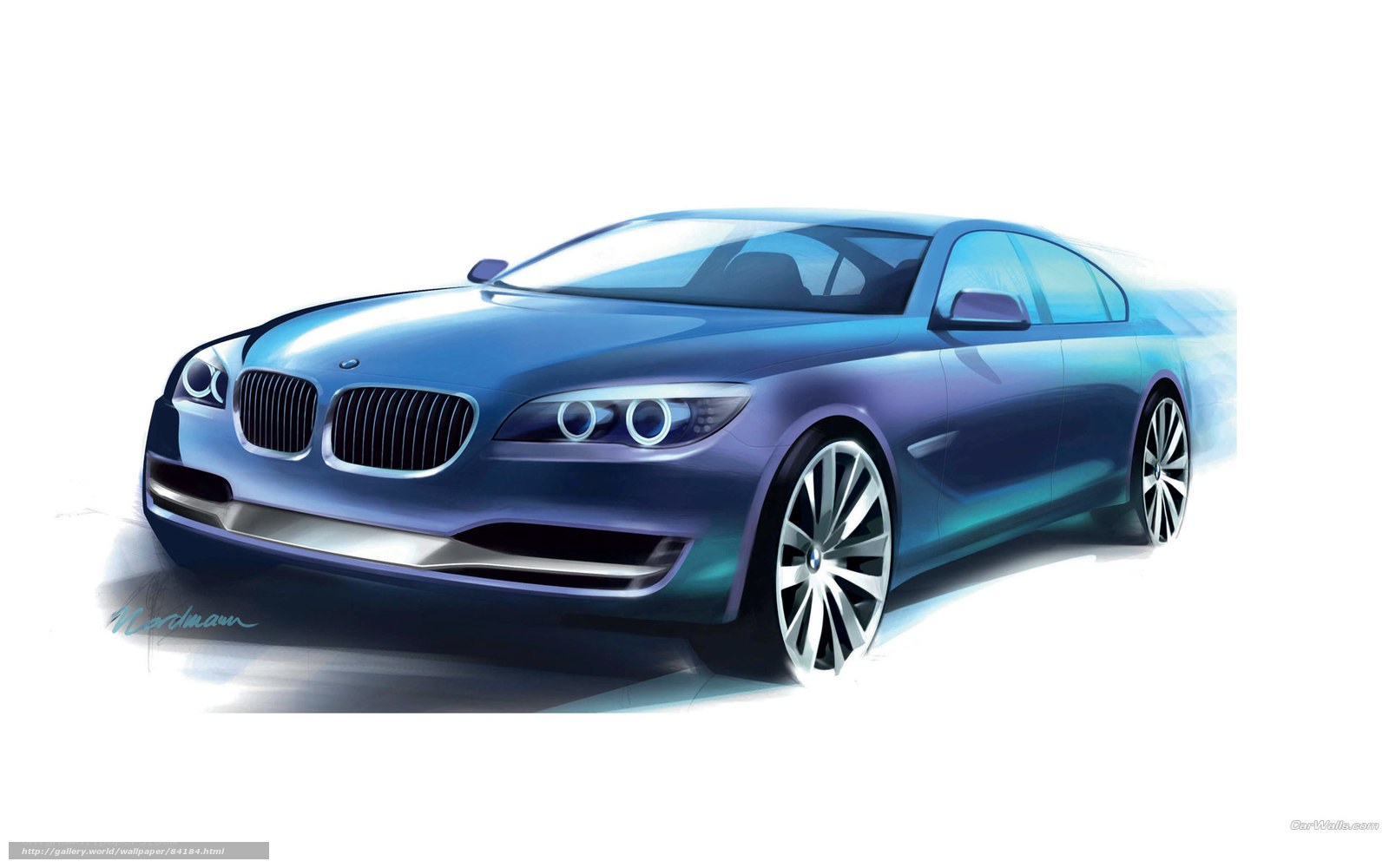 Blue BMW concept car sketch