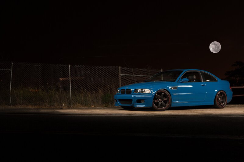 Blue BMW Coupe — Dramatic, Night, Photograph