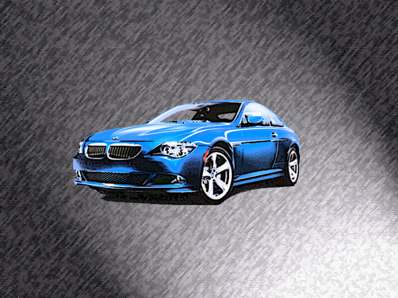 Blue BMW coupe illustration