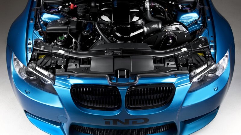 blue bmw engine bay