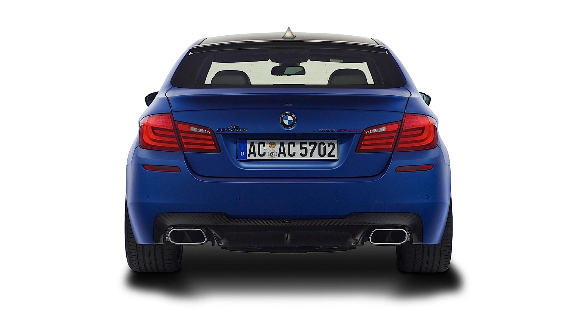 blue bmw from rear view