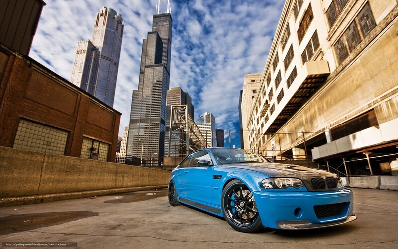 Blue BMW in Chicago