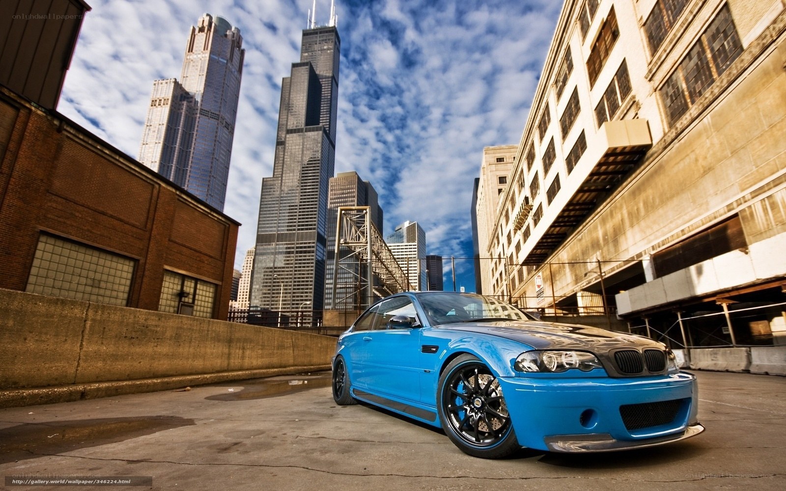 Blue BMW in Chicago